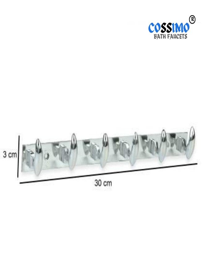 Cossimo علاقة ملابس كوسيمو المصنوعة من الفولاذ المقاوم للصدأ بستة دبابيس، علاقة ملابس مثبتة على الحائط للحمام، خطاف جداري للملابس، خطافات باب لتعليق المفاتيح والملابس والمناشف (عبوة من قطعتين) - Image 2